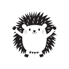 A vector illustration of a joyful hedgehog with raised quills. 