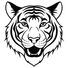Fototapeta premium Tiger Head Line Art Vector Illustration