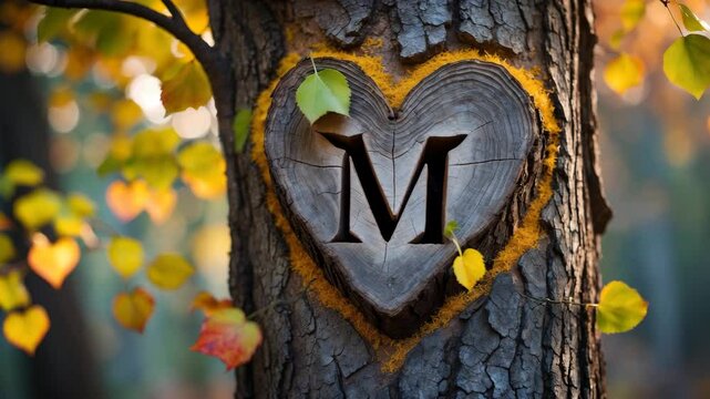 Affectionate gesture on a tree during a season displaying stunning vibrant hues.
