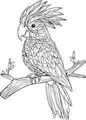 Cockatoo parrot coloring book for adults vector