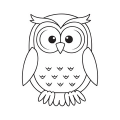 A vector illustration of a happy owl with its head hidden in its wing. 