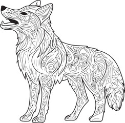 Wolf coloring book for adults vector