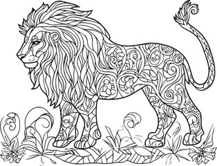 Lion coloring book for adults vector