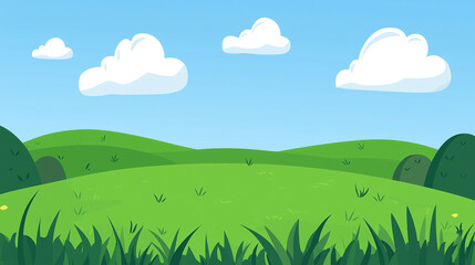 Fototapeta premium landscape with green grass and blue sky