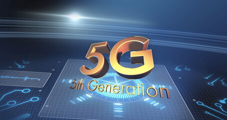 Image of 5g 5th generation, scope scanning and data processing over screens