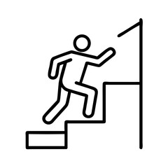 Obraz premium Person climbing stairs, striving for success, minimalistic design 