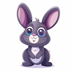 Adorable cartoon rabbit with large ears and big blue eyes, cute animal design for kids, playful and cheerful theme