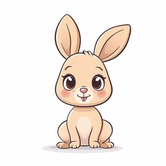 Fototapeta premium Cute cartoon rabbit with large eyes and ears pastel tones on white background playful and friendly theme