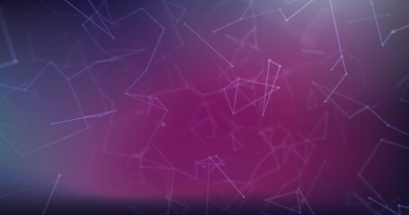 Image of networks of connections over glowing purple background