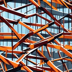 Orange Pattern Background. Abstract art shows repeating design with orange pattern over light blue background.