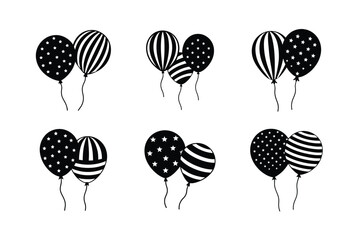 balloons stars stripes vector art silhouette