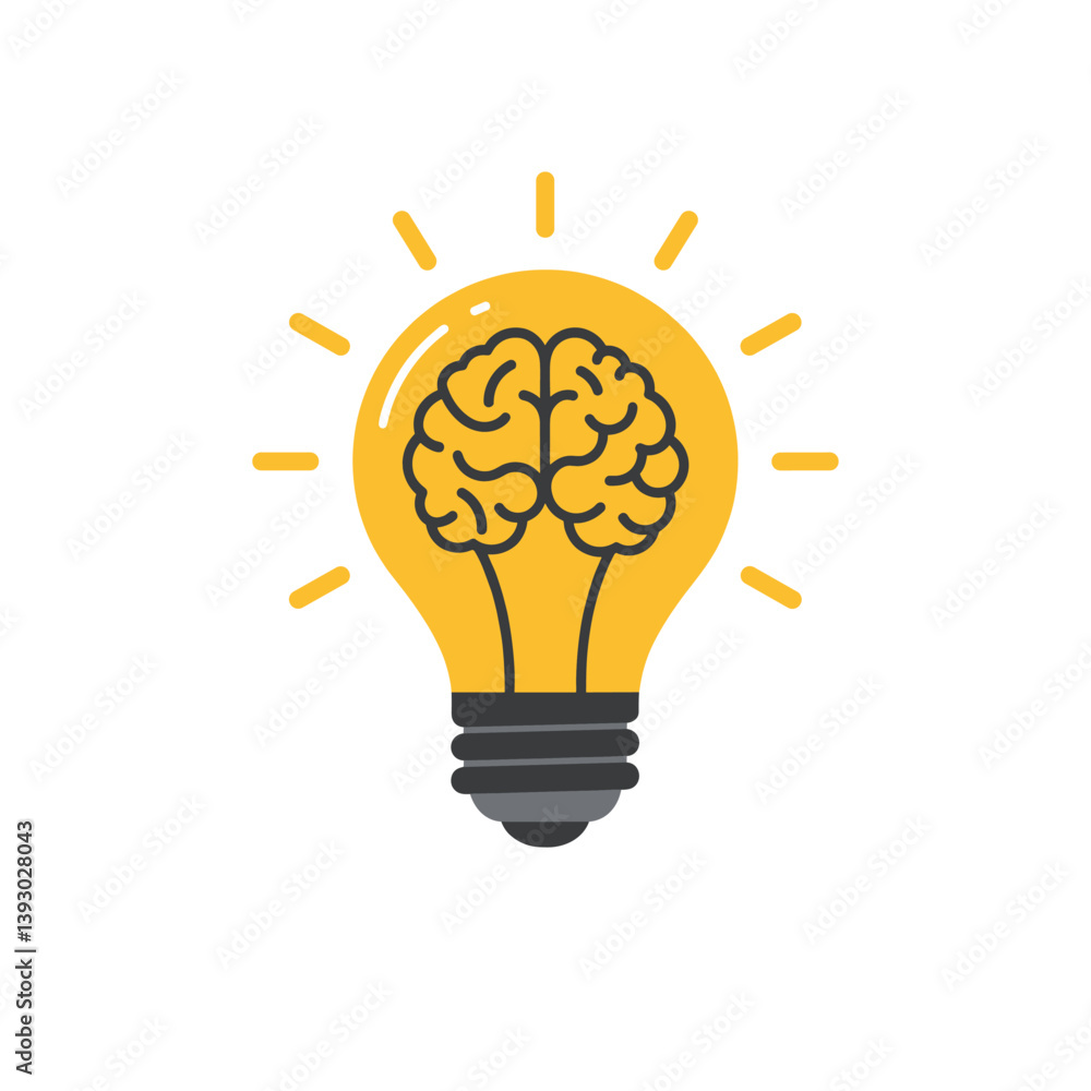 Poster idea ignition: a visual representation of a light bulb with the brain inside, symbolizing innovation