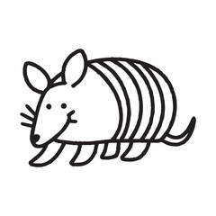 A vector illustration of a happy armadillo with a smile, rolling over a little.