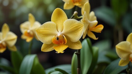 Fototapeta premium yellow and white orchid