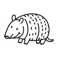 A vector illustration of a happy armadillo with a smile, rolling over a little.