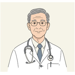 Fototapeta premium Professional Doctor Portrait: A friendly doctor, exuding expertise and care, is presented in a formal headshot with glasses and stethoscope, ready to reassure.
