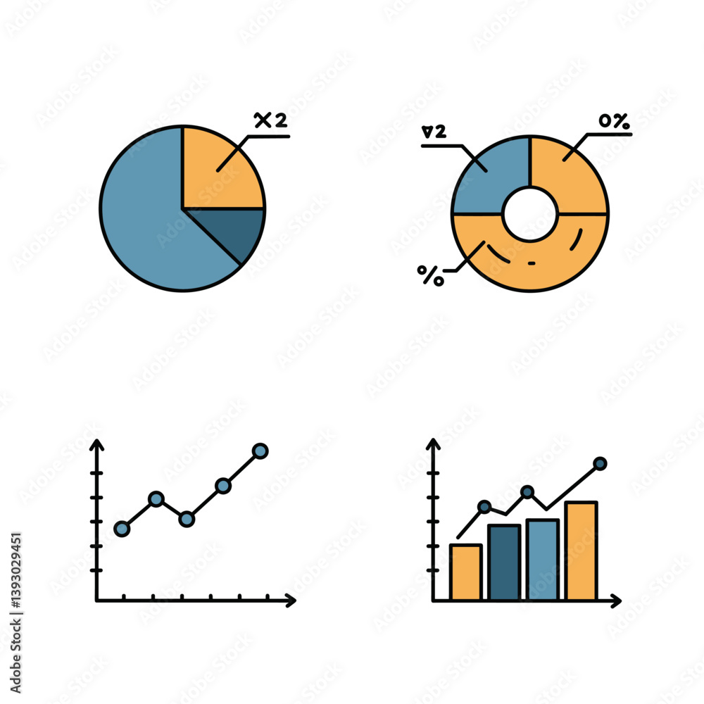 Poster visual data analysis: illustrative charts and graphs represent data and insights in a visual format,
