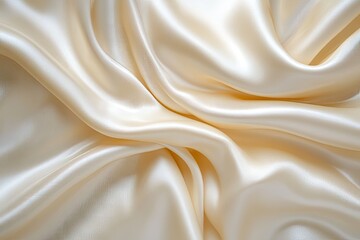 Fototapeta premium Smooth, flowing cream-colored fabric drapes in luxurious folds