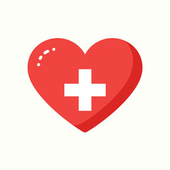 Obraz premium Vital Sign: A bold, stylized image featuring a bright red heart with a prominent white cross, symbolizing health, wellness, and medical care.