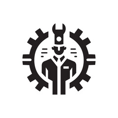 mechanical symbol, industrial logo black and white design