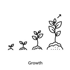 Growth Process: A minimalist illustration depicts the stages of growth in a simple, modern style.