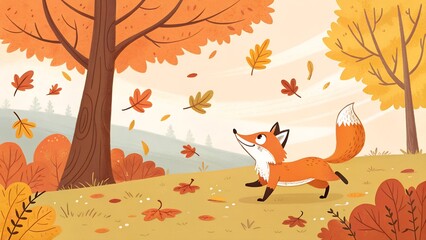 autumn fox background concept