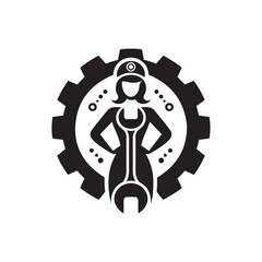 mechanical symbol, industrial logo black and white design