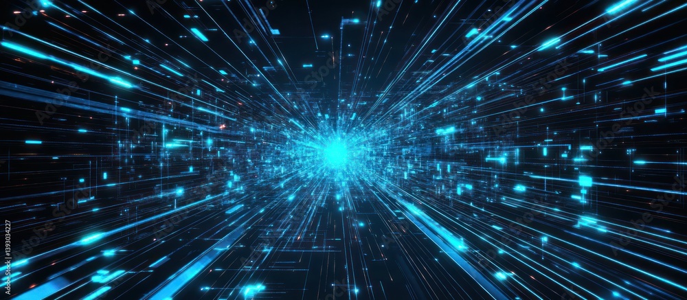 Aufkleber futuristic matrix digital stream, glowing lines creating a high-tech cyberspace