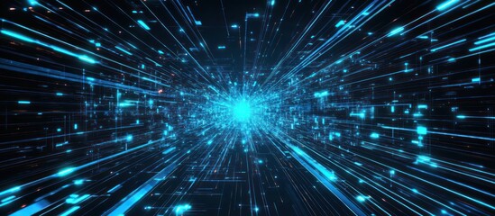 Futuristic matrix digital stream, glowing lines creating a high-tech cyberspace