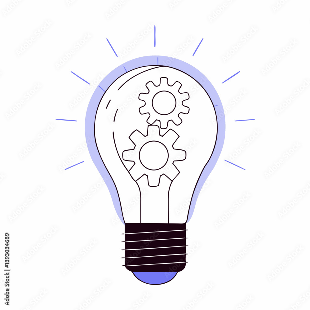 Poster a brilliant idea sparks, gears meshing within a lightbulb, signifying innovative solutions and creat