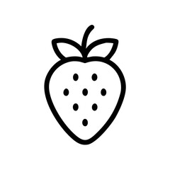 A bold, juicy strawberry, a sweet summer treat, illustrated with thick black lines against a stark white background.
