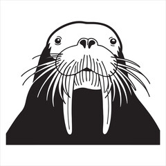 Vector Walrus Icon for Polar Creatures and Ocean Life Designs