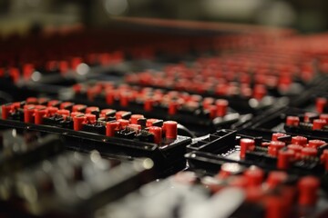Fototapeta premium mass production of a assembly line of electric car battery cells