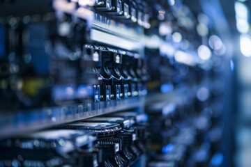 Fototapeta premium mass production of a assembly line of electric car battery cells