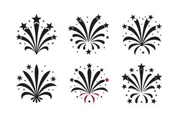 colorful fireworks burst vector art silhouette
