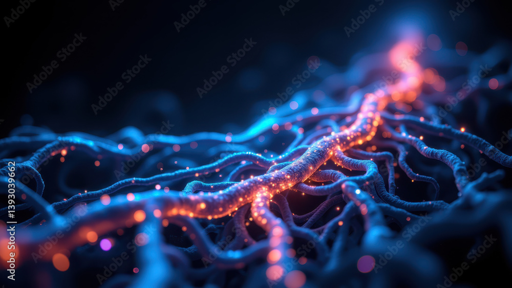Poster vagus nerve stimulation - high-resolution microscopic view of neural activity, with a focus on nerve