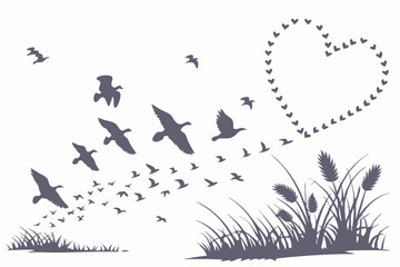 Naklejka premium birds on the grass