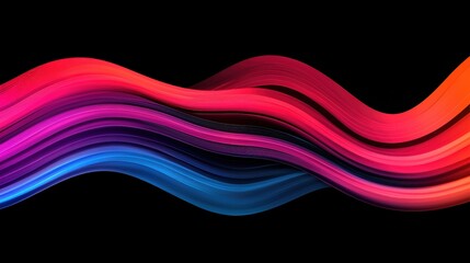 Abstract wavy lines in vibrant red, pink, and blue colors against a black background, creating a dynamic and modern visual effect.