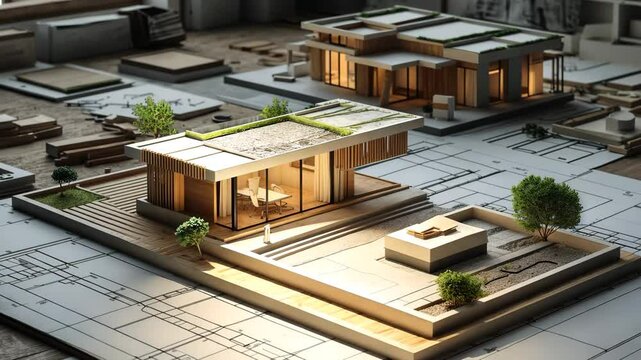 Architects' concept, autonomous assignments on initiation project visuals, construction planning, design technical drawings, draft layouts, schematics, and developing a building model.