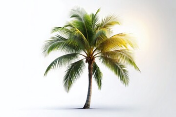 Obraz premium Striking Silhouette of a Majestic Palm Tree Against a Crisp White Background A Tropical Escape for Your Design