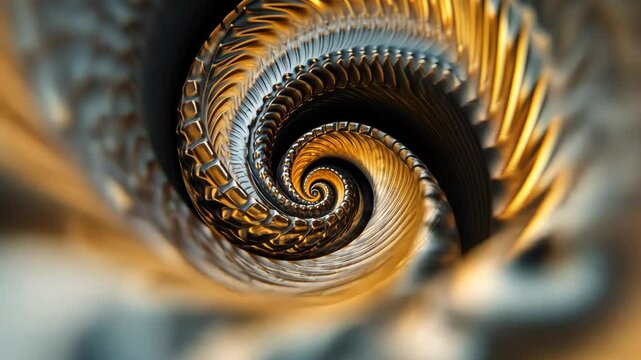 Abstract shot of a spiral shell, fine details in its ridges and curves highlighted.