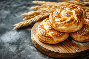 Golden Puff Pastry Swirls Delicious Baked Treats Wheat Harvest Delight