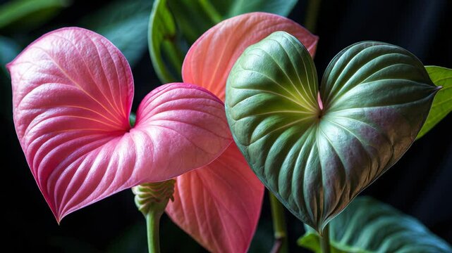 Anthurium, widely recognized as tailflower, flamingo flower, and laceleaf.