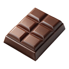3d dark chocolate bar isolated on transparent background.