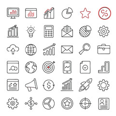 45 Editable Outline Icons for Digital Marketing – Linear Vector Collection