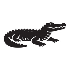 Fototapeta premium Crocodile silhouette black and white vector icon