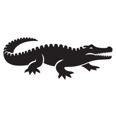 Fototapeta premium Crocodile silhouette black and white vector icon
