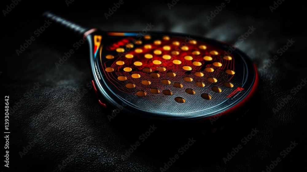Poster close-up of a modern padel racket with a striking design and texture