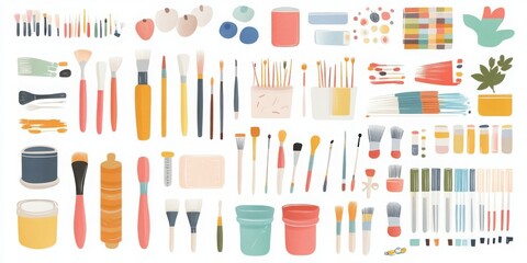 A set of craft supplies, isolated with white background