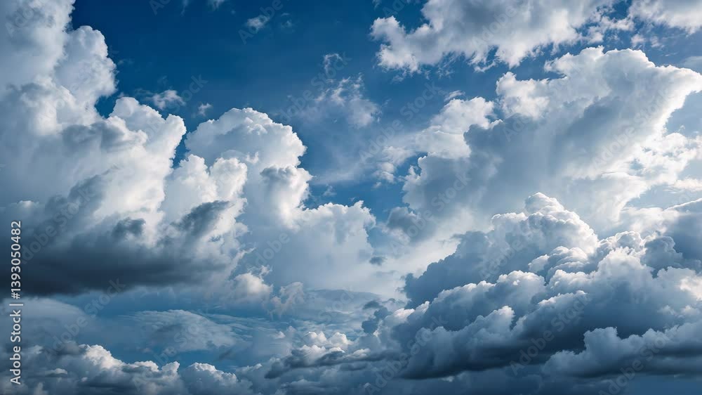 Aufkleber azure sky with ivory clouds. textured background pattern.